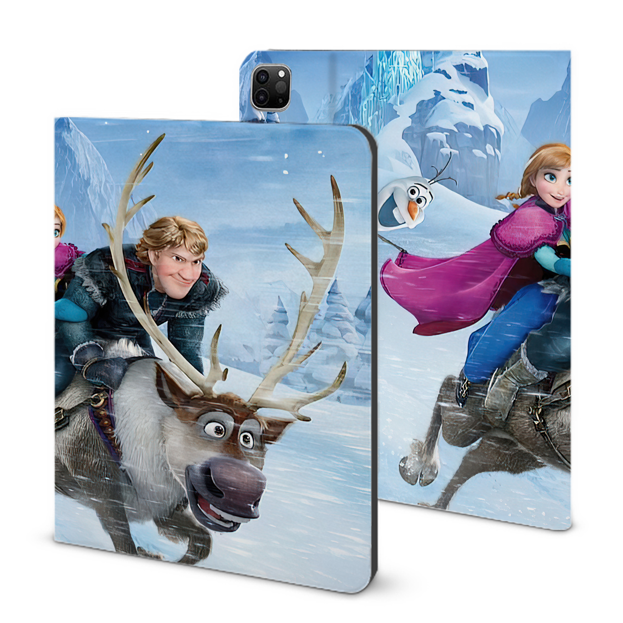 （画像用） アナと雪の女王 アンナ エルサ Frozen Anna Elsa IPad ケース ブック型 PUレザー TPU 耐衝撃 軽量 薄型 ペン収納なし 全面保護 IPad 各モデル対応